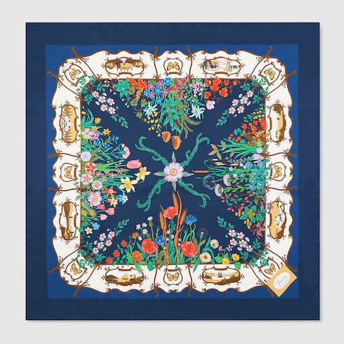 Printed silk twill carré