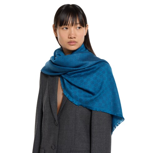 Printed GG cotton wool lamé shawl