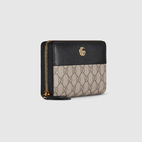 Bi-colour GG Marmont zip around wallet