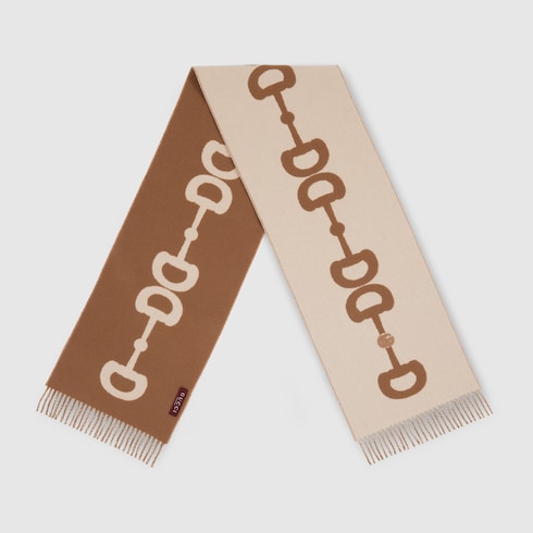 Wool cashmere scarf with intarsia