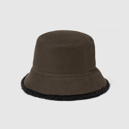 Cloche in cotone e shearling