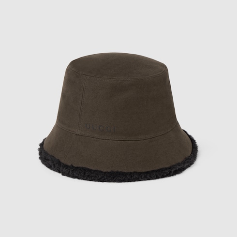 Cloche in cotone e shearling