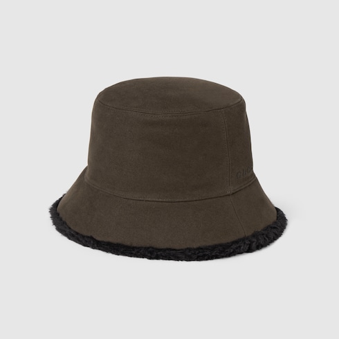 Cloche in cotone e shearling