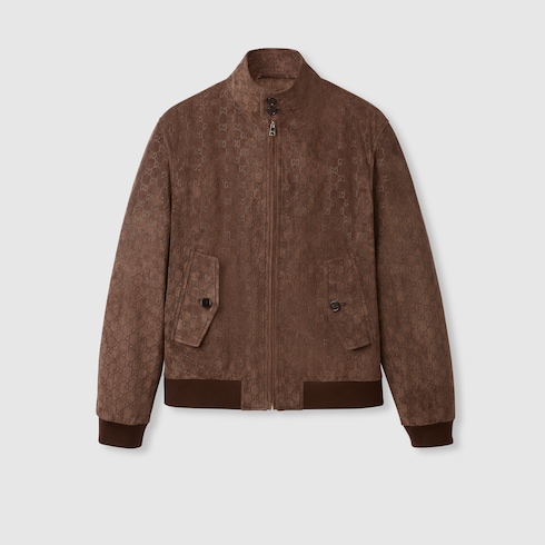 Embossed GG suede bomber jacket