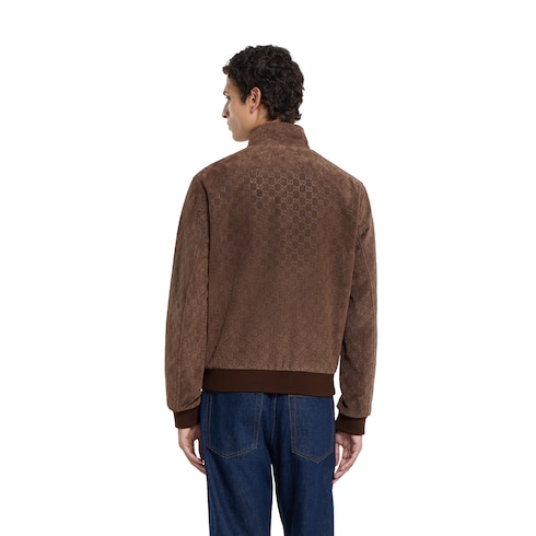 Chaqueta bomber de ante con GG en relieve