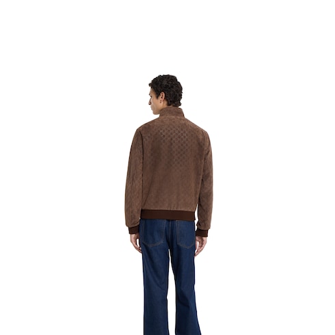 Embossed GG suede bomber jacket