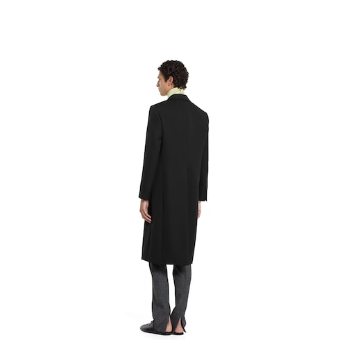 Double wool and satin coat