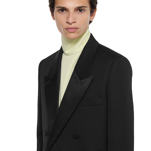 Double wool and satin coat