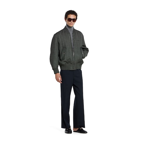 Bomber mouliné in lana spigata