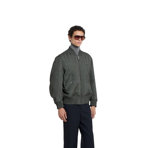 Herringbone wool mouliné bomber jacket