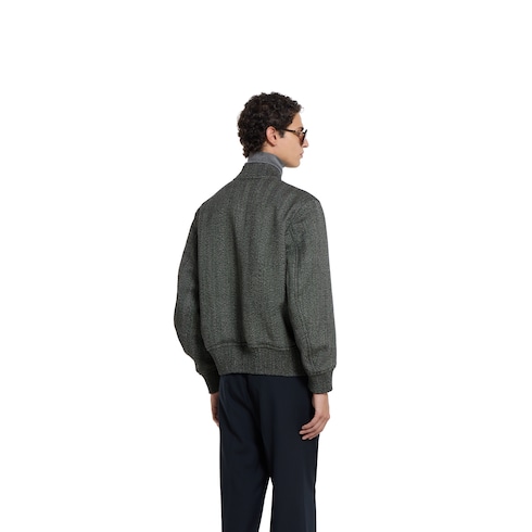 Herringbone wool mouliné bomber jacket