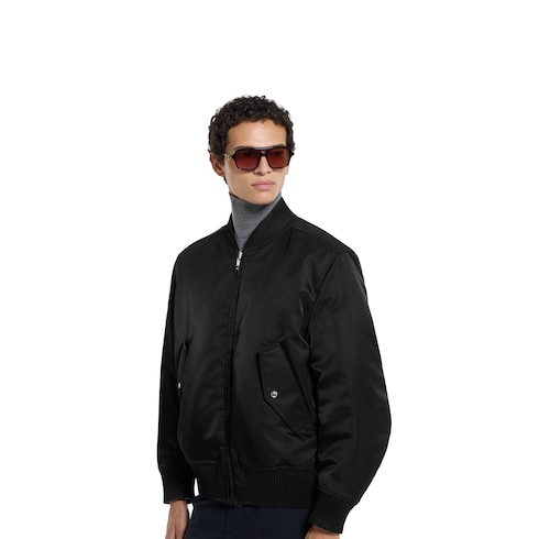Herringbone wool mouliné bomber jacket