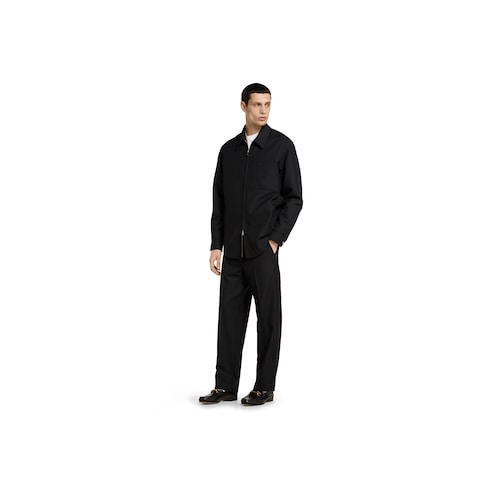 Wool blend twill pant with logo