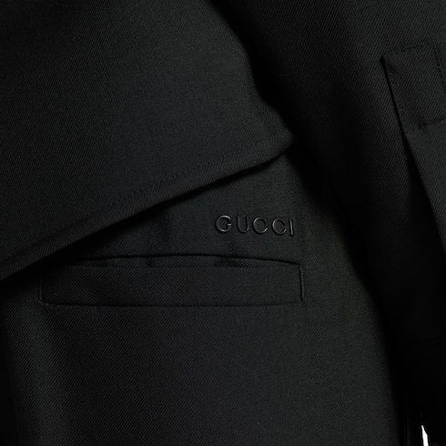 Wool blend twill pant with logo