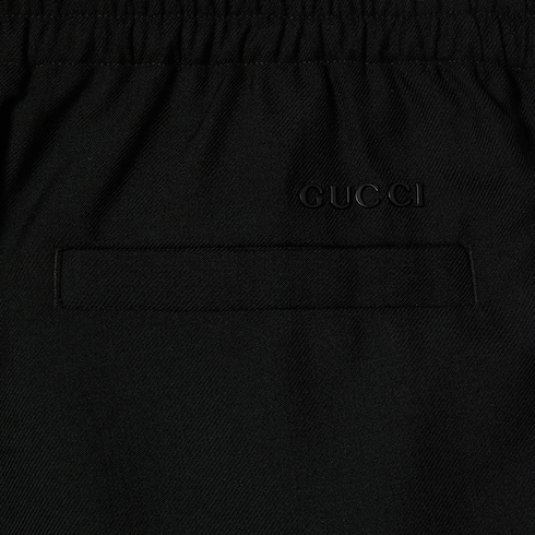 Wool blend twill pant with logo