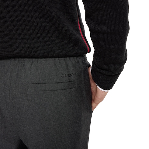 Hose aus Twill aus Wollmischung mit Logo