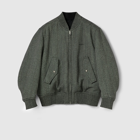 Bomber mouliné in lana spigata