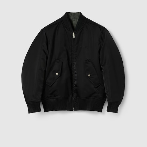 Herringbone wool mouliné bomber jacket