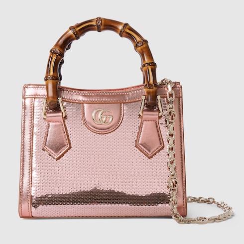 Borsa shopping Gucci Diana ricamata misura piccola