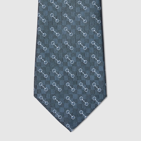 Horsebit silk jacquard tie