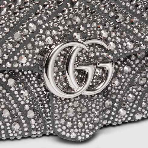 Kleine GG Marmont Schultertasche mit Kristallen