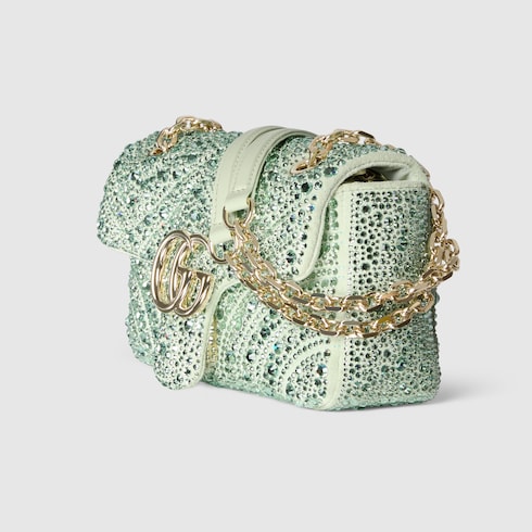 Kleine GG Marmont Schultertasche mit Kristallen