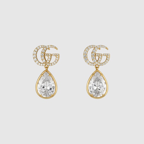 Pendientes largos GG Marmont con cristales