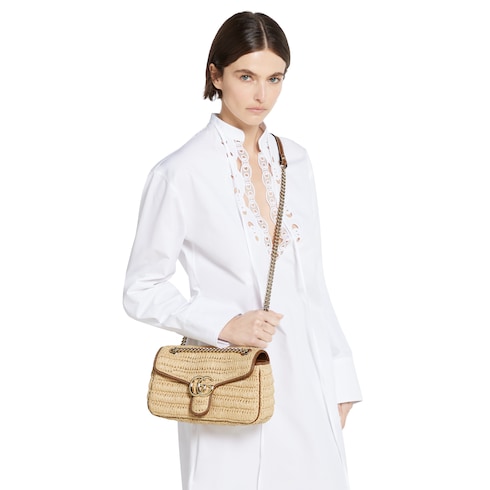 GG Marmont woven medium shoulder bag