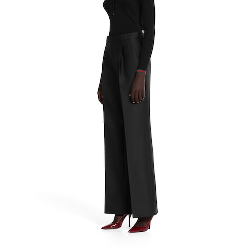 Wool silk pants with logo
