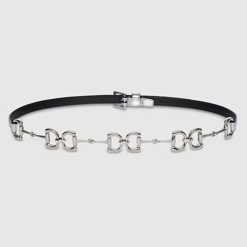 Cinturón fino con Horsebit con cristales