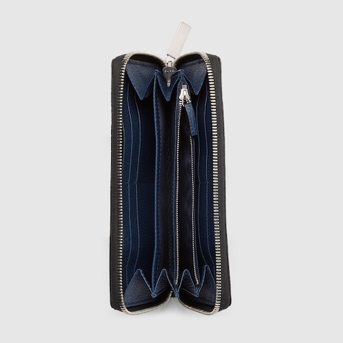 Blue interior zip-around wallet