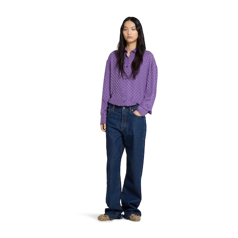 Übergroße Bluse aus GG Seidenjacquard