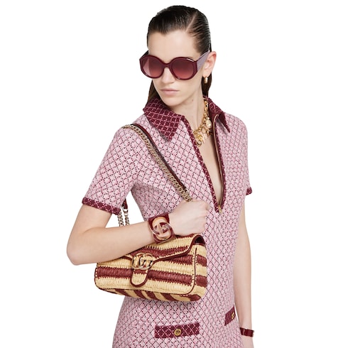 Bolso de hombro GG Marmont tejido mediano