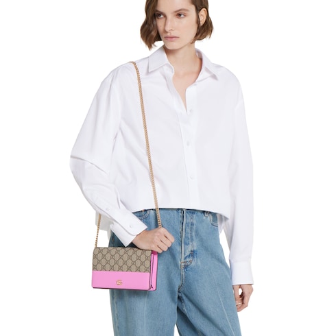 GG Marmont bi-color wallet on chain