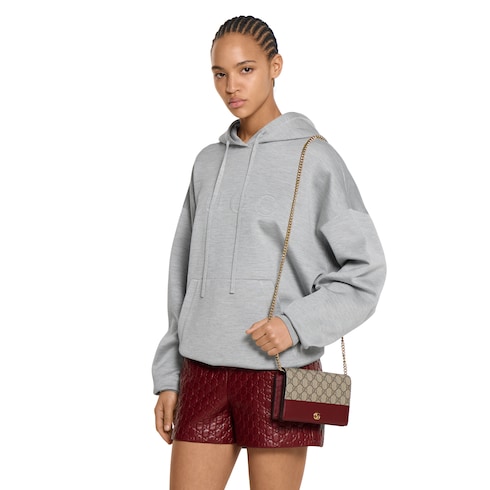 Zweifarbige GG Marmont Brieftasche mit Kettenriemen