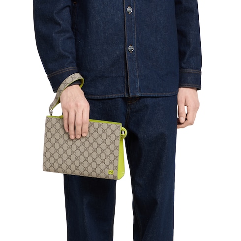 Cartera de mano ribete verde ácido pequeña