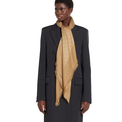 GG silk cotton jacquard shawl