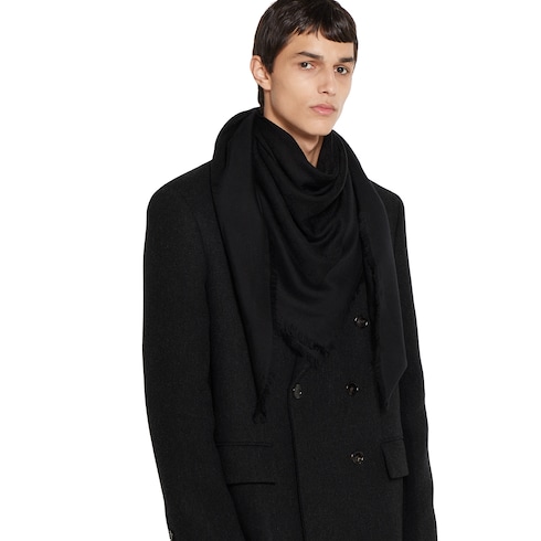 GG wool and silk jacquard shawl