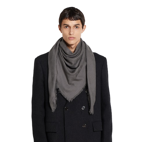Scialle in lana e seta GG jacquard