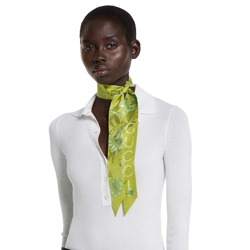 Ruban en twill de soie imprimé