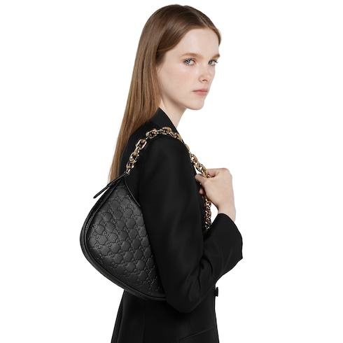 Sac à épaule GG Emblem format moyen
