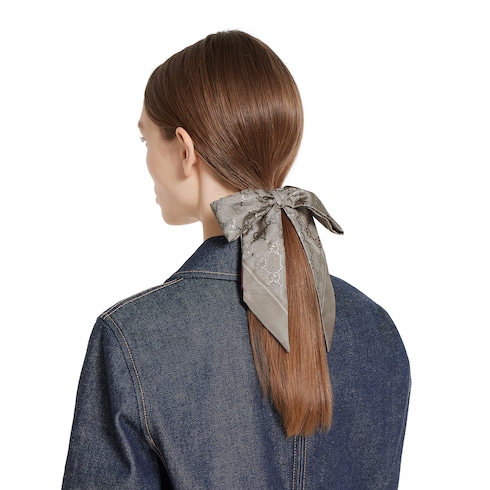 Laminated print silk scrunchie