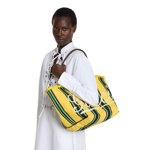 Embroidered medium canvas tote bag