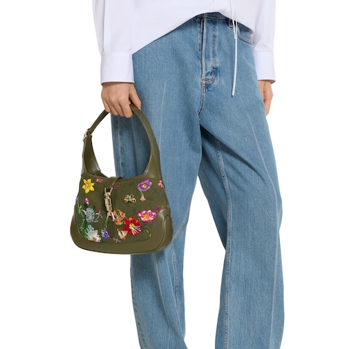 Gucci Jackie 1961系列刺绣中号手袋