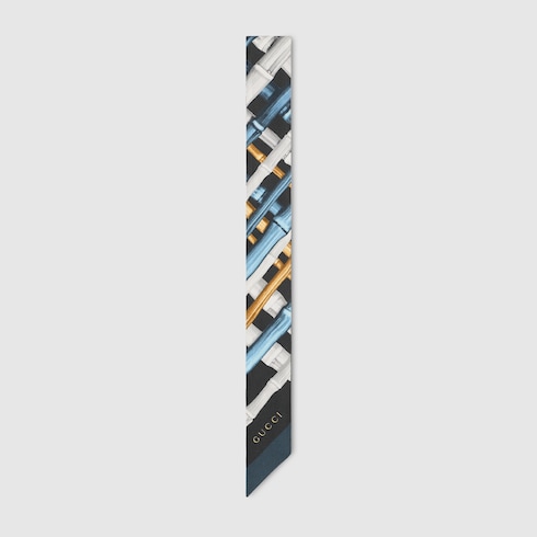 Printed silk twill ribbon