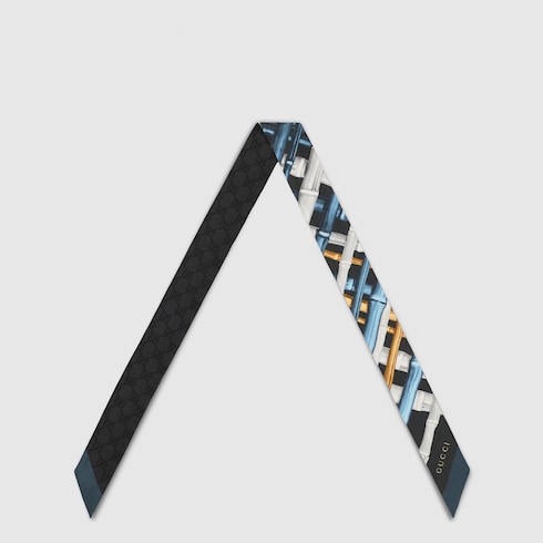 Ruban en twill de soie imprimé