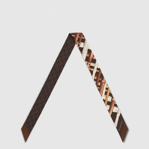 Printed silk twill ribbon
