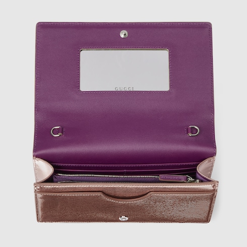 Zweifarbige GG Marmont Brieftasche mit Kettenriemen