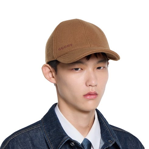 Wool baseball hat with embroidery