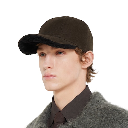 Cloche in cotone e shearling